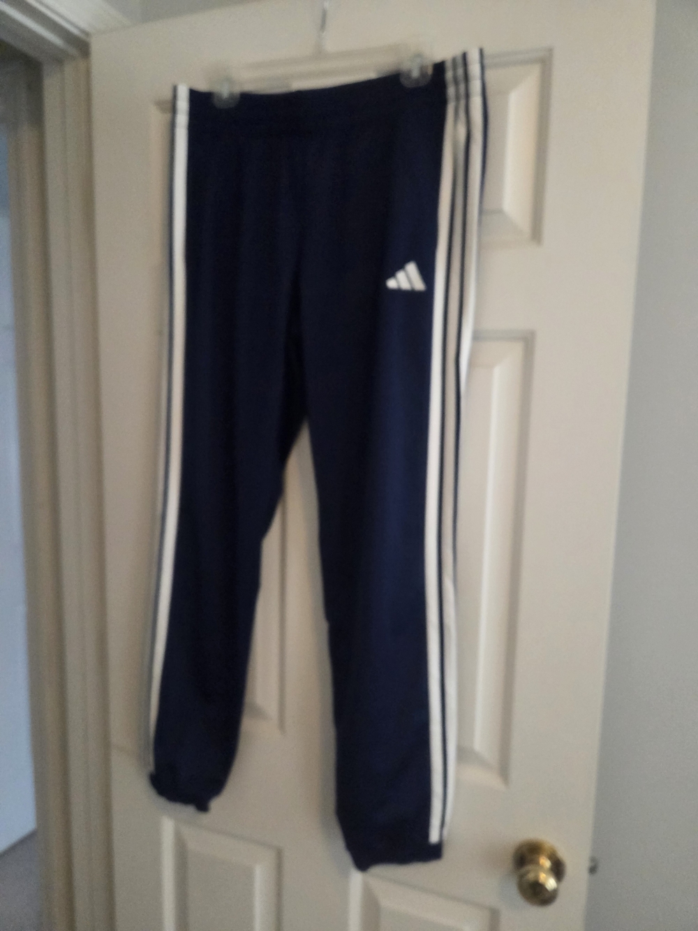 adidas Navy and White Three-Stripe Women's Joggers